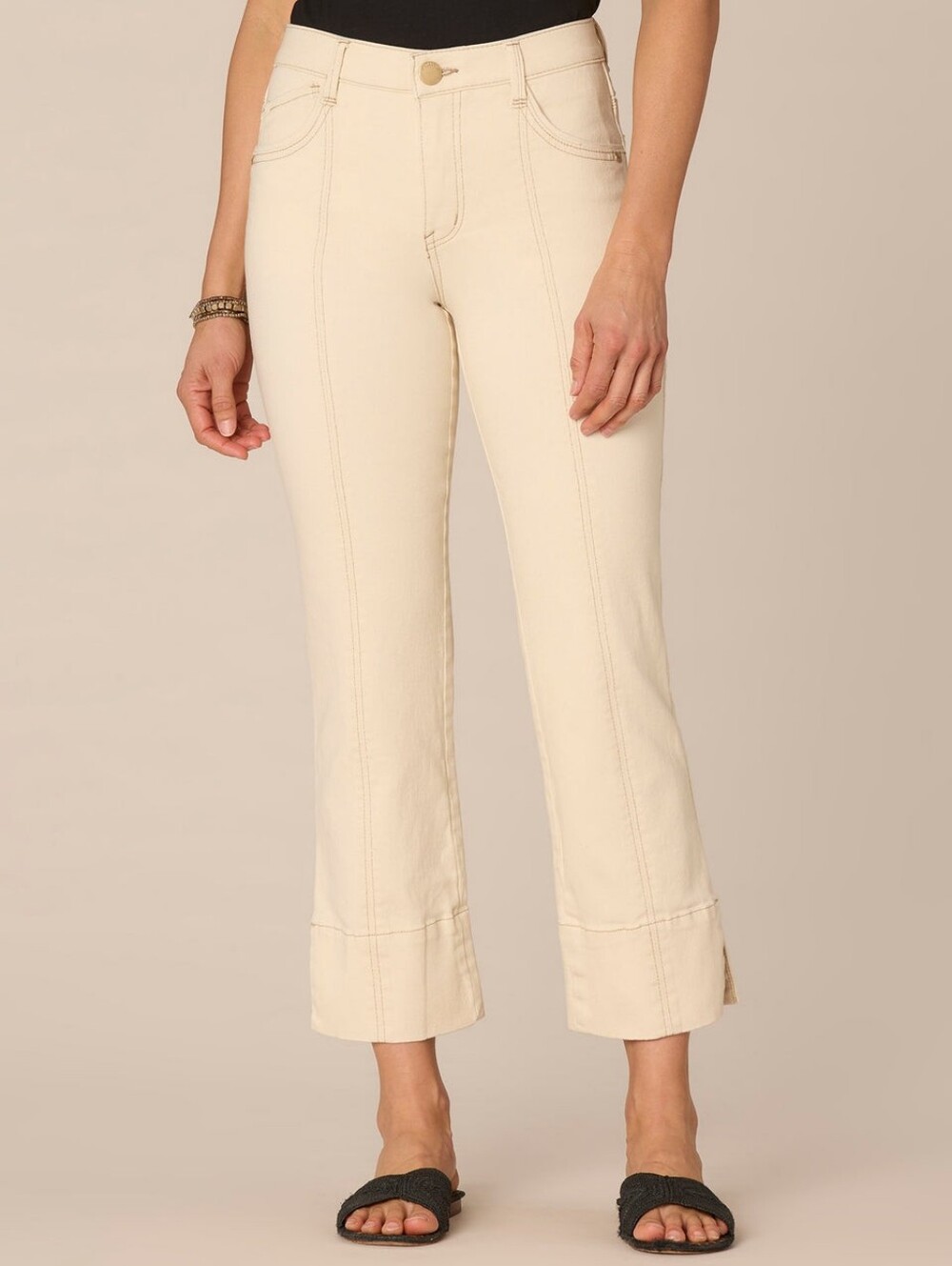 NWT Democracy Kick Flare Crop Jeans w/Side Slit 20W- Ecru